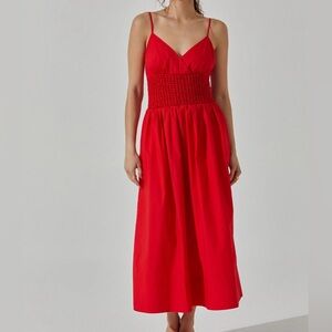 ASTR Popcorn Waist Midi Dress